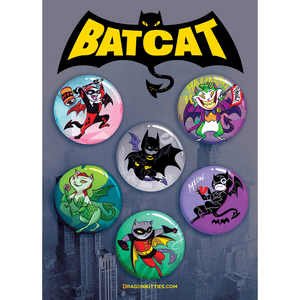 "BatCat" Dragon Kitties 6-Button Pack