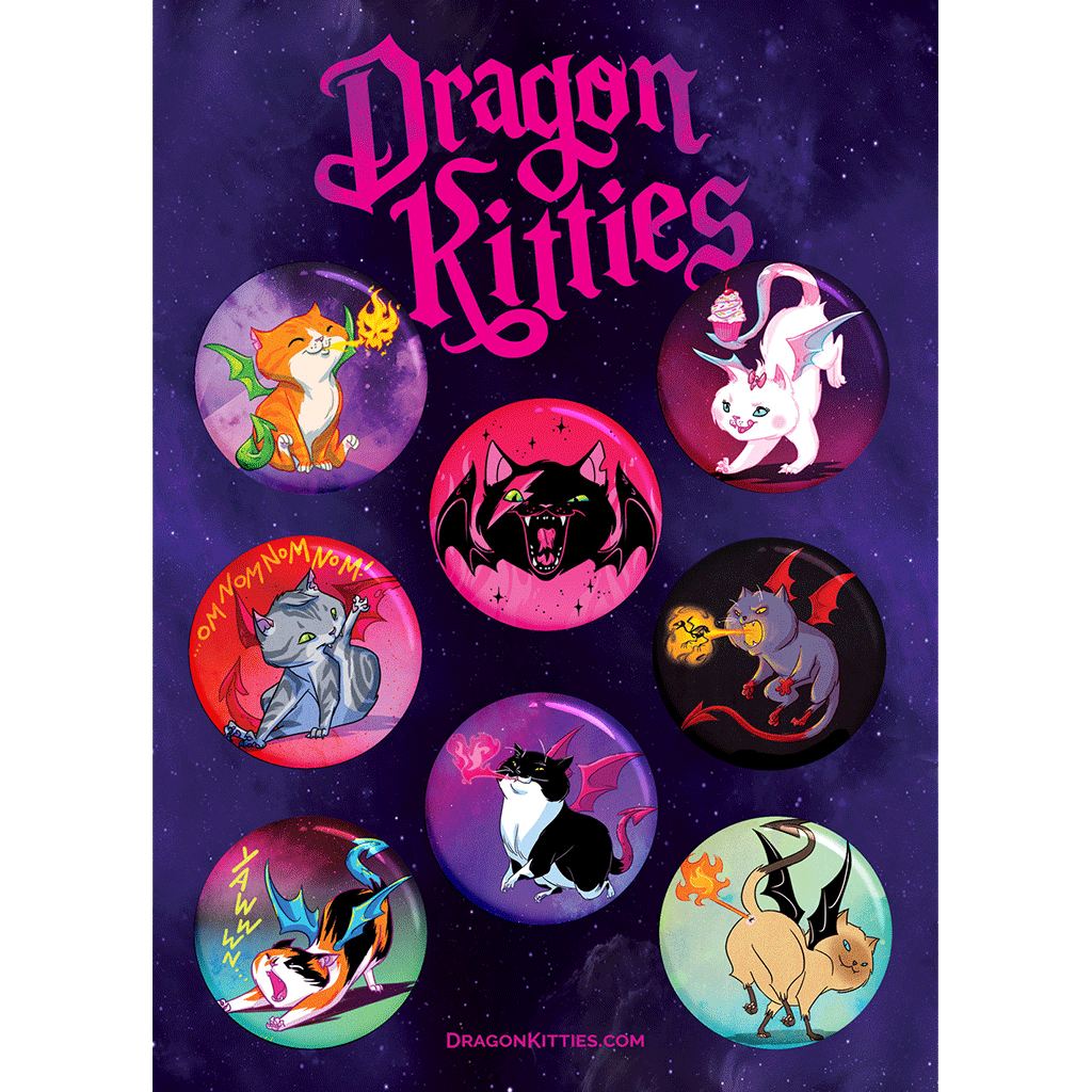 Dragon Kitties™ Originals 8-Button Pack