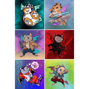"Star PURRS: The FURce Awakens" Dragon Kitties 6-Print Set