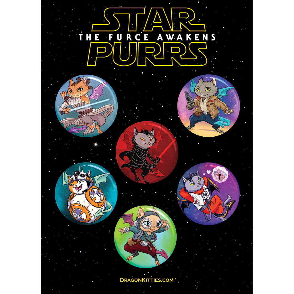"Star Purrs: The FURce Awakens" Dragon Kitties 6-Button Pack